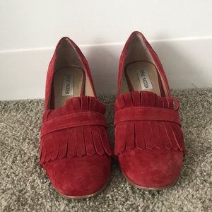 Steve Madden red heeled loafers